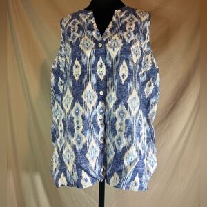 Tommy Bahama 100% Linen Sleeveless Button-Up Top 🌴